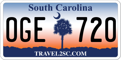 SC license plate OGE720