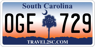 SC license plate OGE729