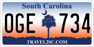SC license plate OGE734