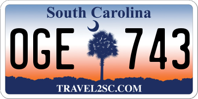 SC license plate OGE743