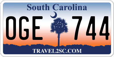 SC license plate OGE744