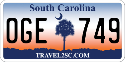 SC license plate OGE749