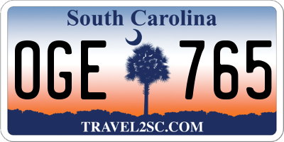 SC license plate OGE765