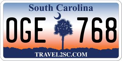 SC license plate OGE768