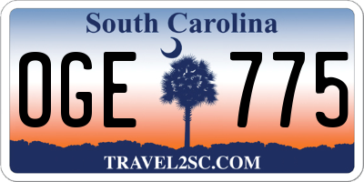 SC license plate OGE775