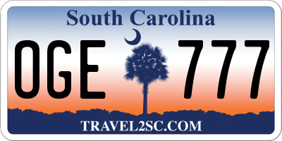 SC license plate OGE777