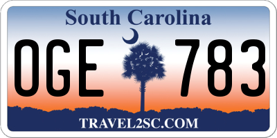 SC license plate OGE783