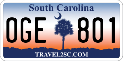 SC license plate OGE801