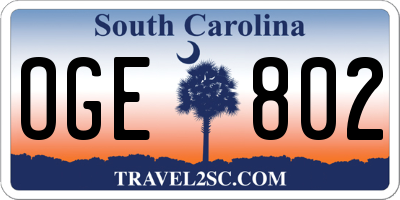 SC license plate OGE802