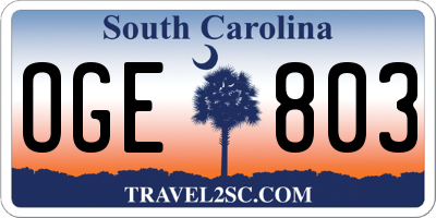 SC license plate OGE803