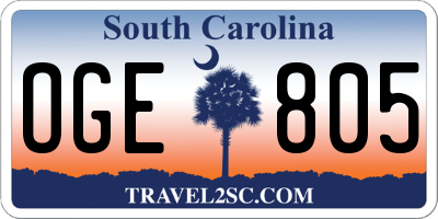 SC license plate OGE805
