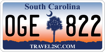 SC license plate OGE822