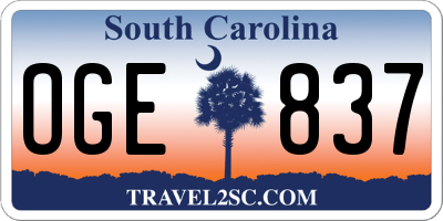 SC license plate OGE837