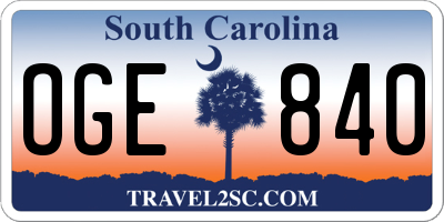 SC license plate OGE840