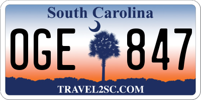 SC license plate OGE847