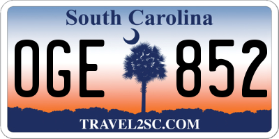 SC license plate OGE852