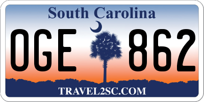 SC license plate OGE862