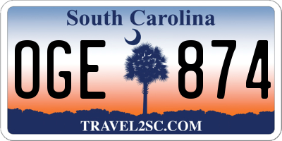 SC license plate OGE874