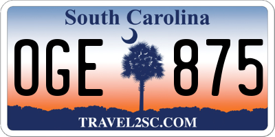 SC license plate OGE875
