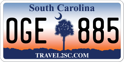 SC license plate OGE885