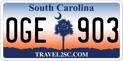 SC license plate OGE903