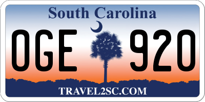 SC license plate OGE920