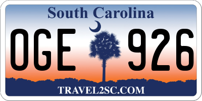 SC license plate OGE926