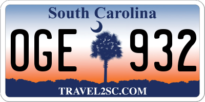 SC license plate OGE932