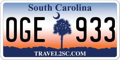 SC license plate OGE933