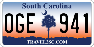 SC license plate OGE941