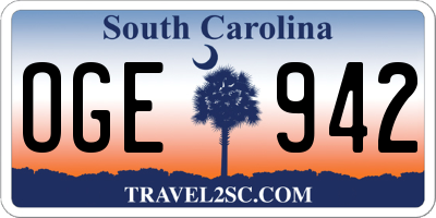 SC license plate OGE942