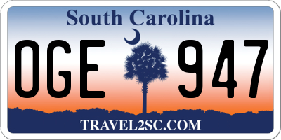 SC license plate OGE947