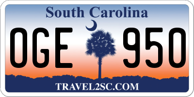 SC license plate OGE950