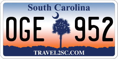SC license plate OGE952