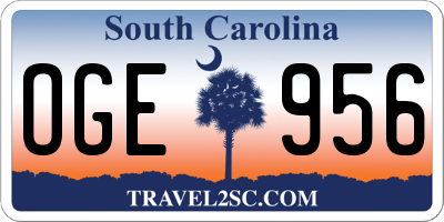 SC license plate OGE956
