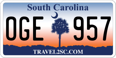 SC license plate OGE957