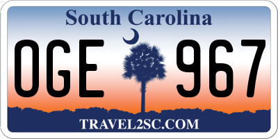 SC license plate OGE967
