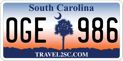 SC license plate OGE986