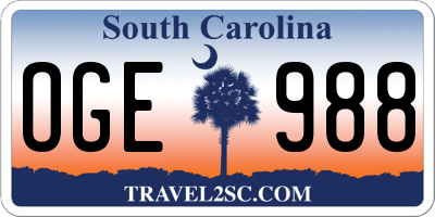 SC license plate OGE988
