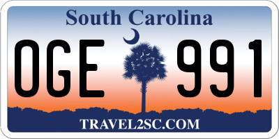 SC license plate OGE991