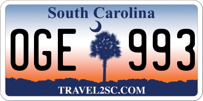 SC license plate OGE993