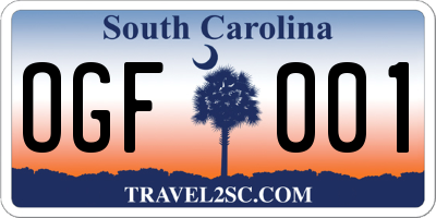 SC license plate OGF001
