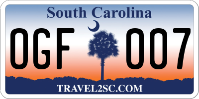 SC license plate OGF007