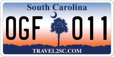 SC license plate OGF011