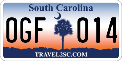 SC license plate OGF014