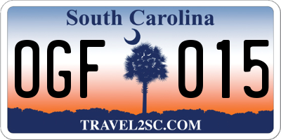 SC license plate OGF015