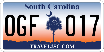 SC license plate OGF017