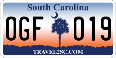 SC license plate OGF019