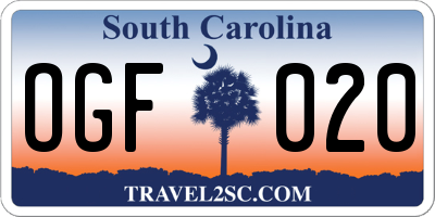 SC license plate OGF020
