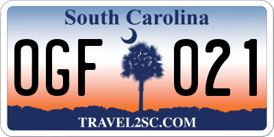 SC license plate OGF021